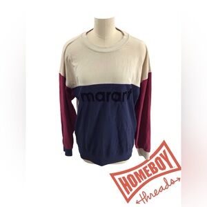 Isabel Marant Tricolor Crewneck Sweater - Cream, Navy, Burgundy